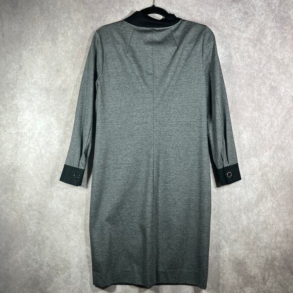 Etcetera Dress Womens 2‎ Gray Black Long Sleeves Button Front Midi Career Modern - Picture 4 of 10